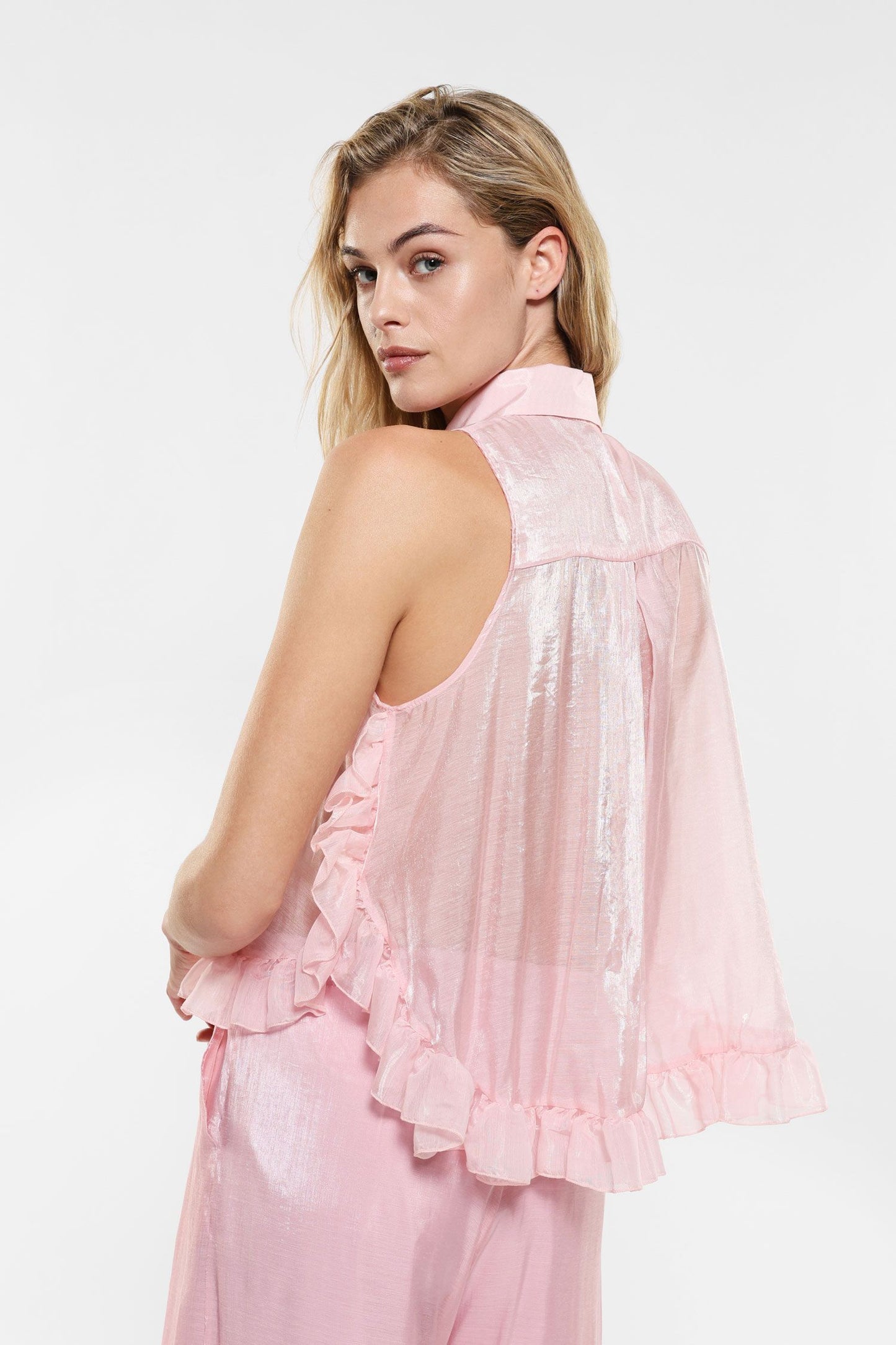 Camicia con colletto classico e ruches IMPERIAL