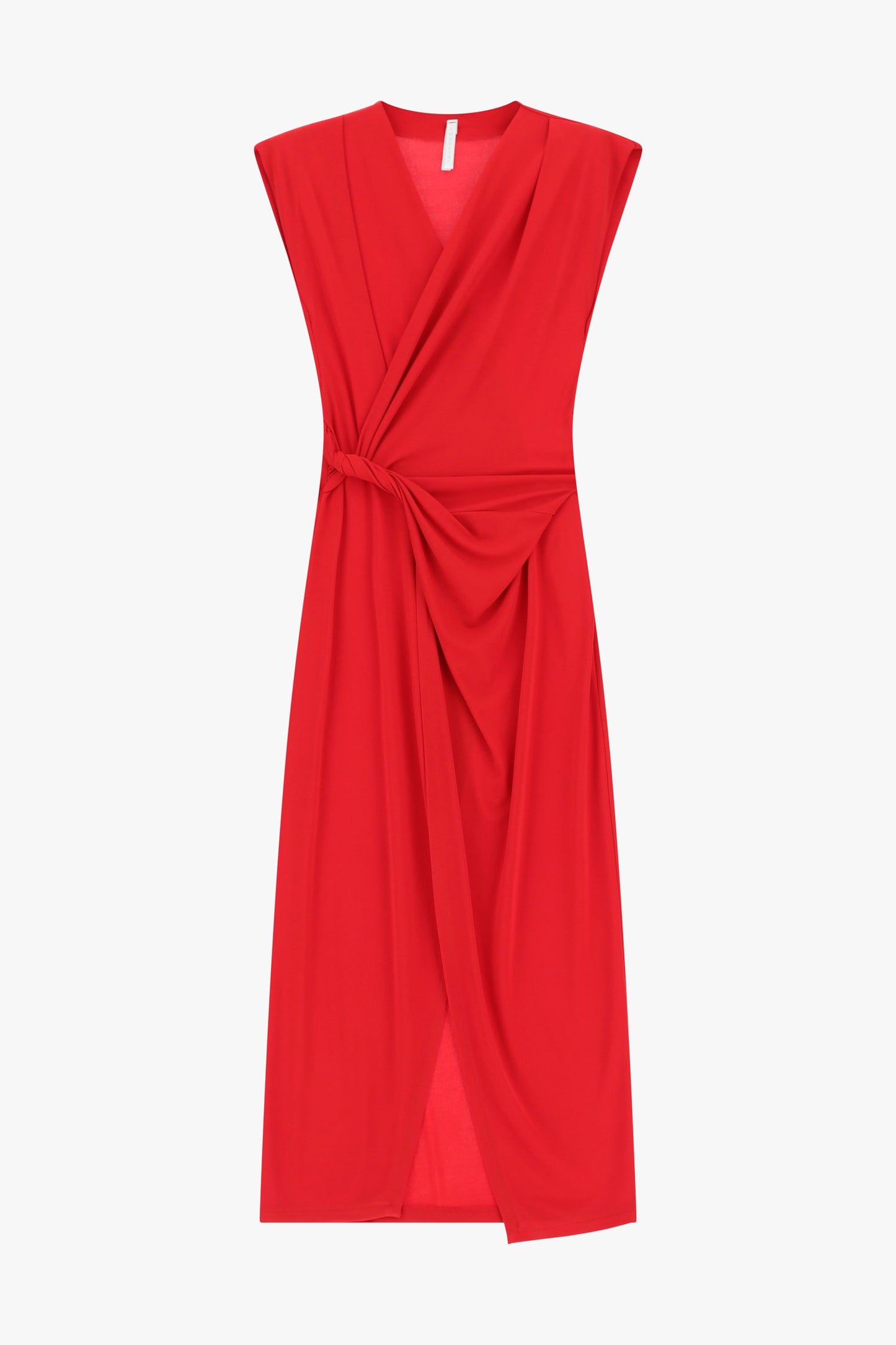 ABITO LUNGO DRAPPEGGIATO SCOLLO A V SENZA MANICHE AFZCLJQ ROSSO IMPERIAL.