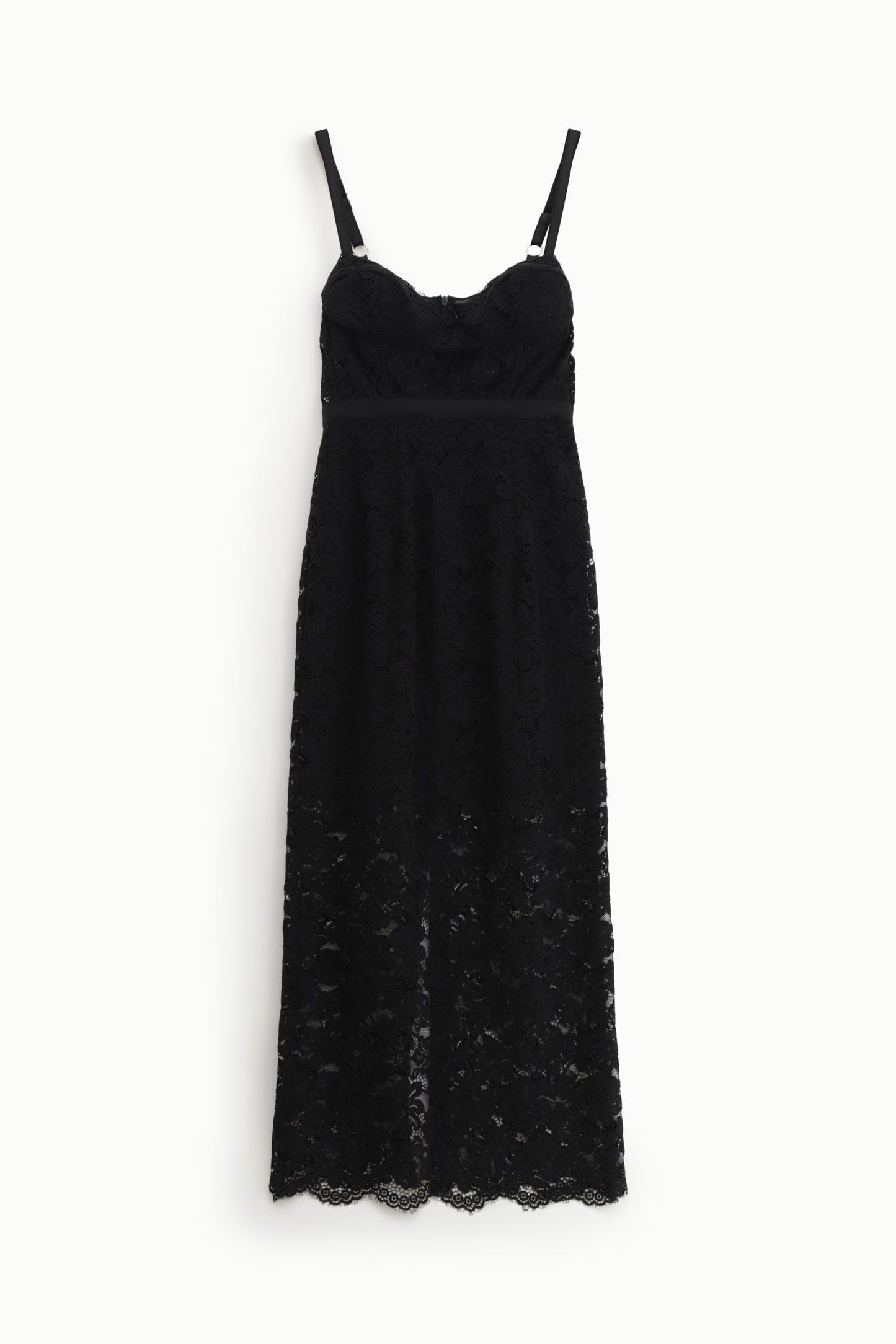 ABITO MIDI IN PIZZON CON SCOLLO CUORE AFVZKMA NERO IMPERIAL.
