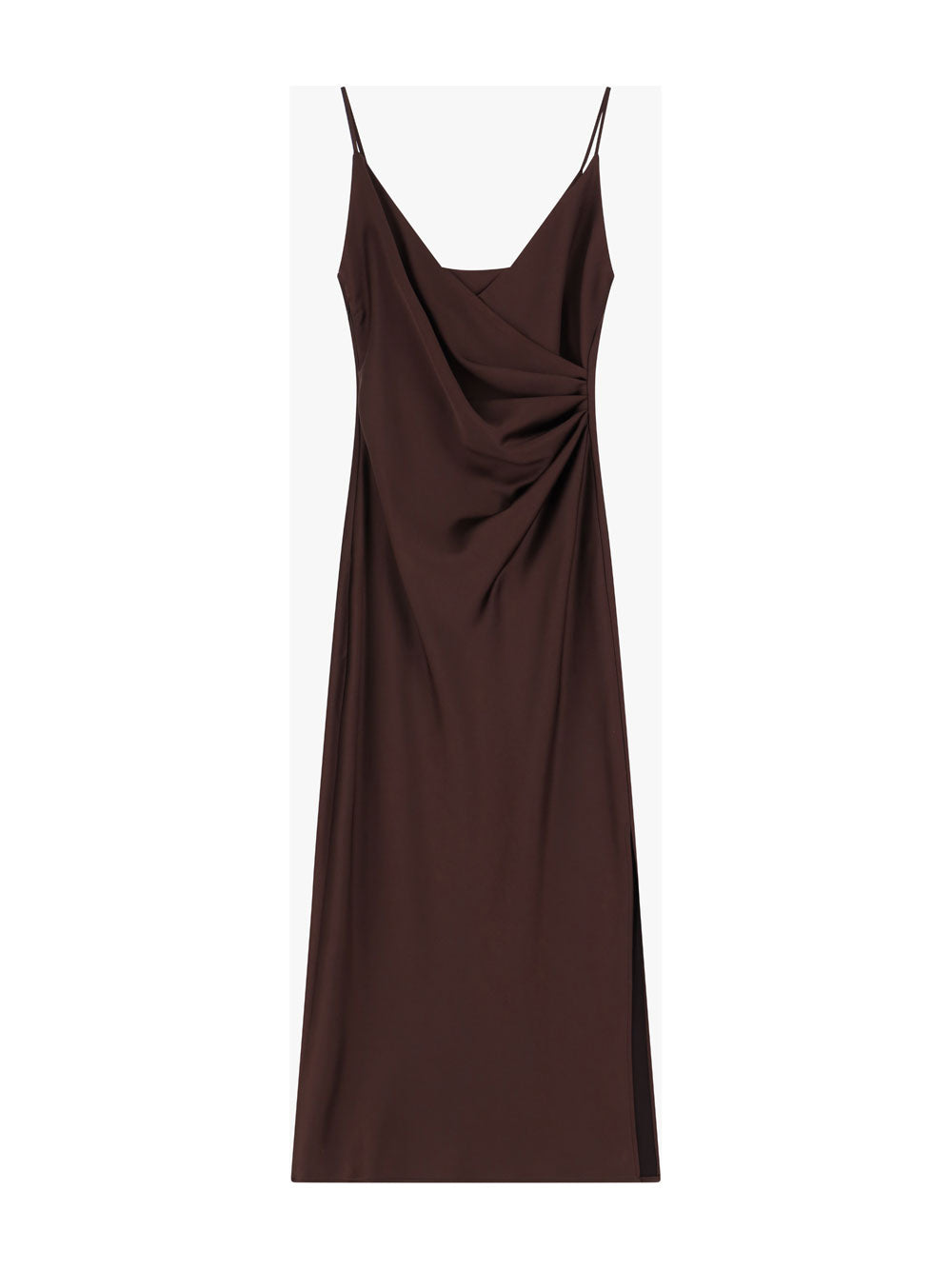 ABITO MIDI DRAPPEGGIATO EFFETTO SATIN EBANO IMPERIAL