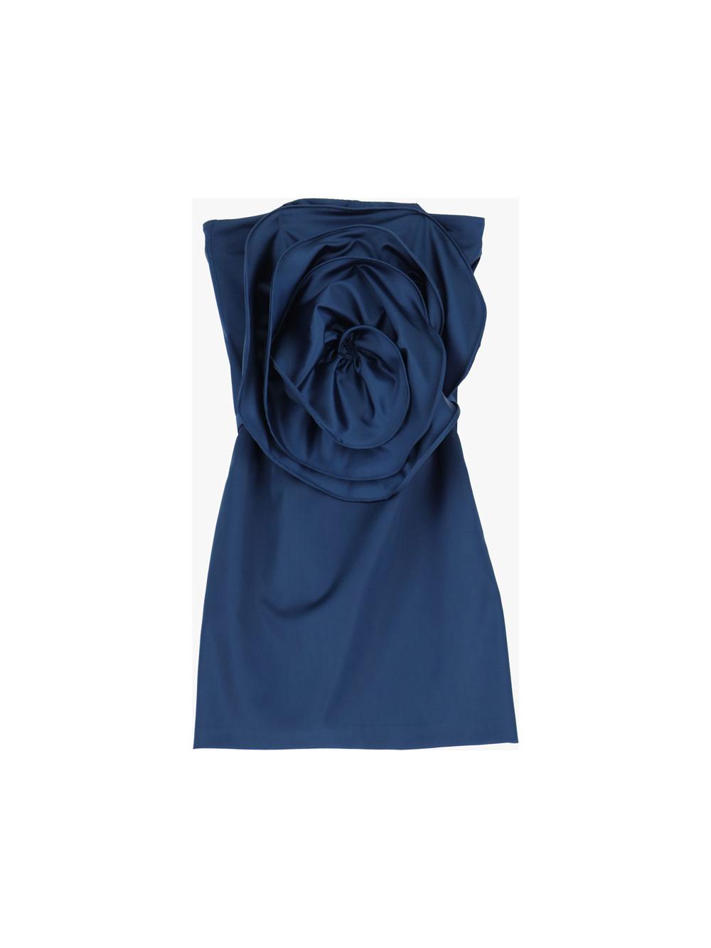 Mini abito smanicato monocolour con applicazione a rosa IMPERIAL