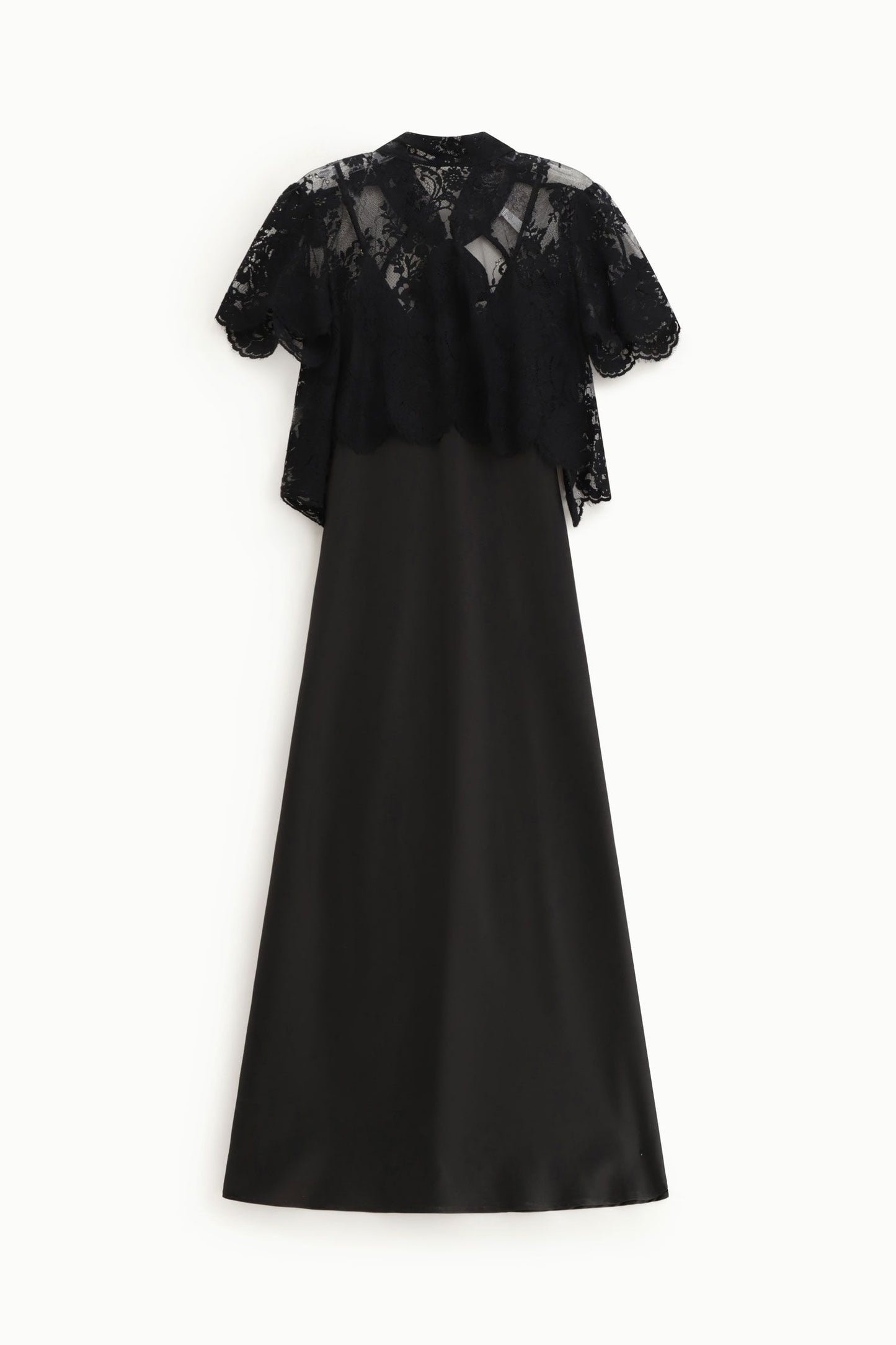 ABITO LUNGO CON MANICHE CORTE IN PIZZO AFSAKBA NERO IMPERIAL.