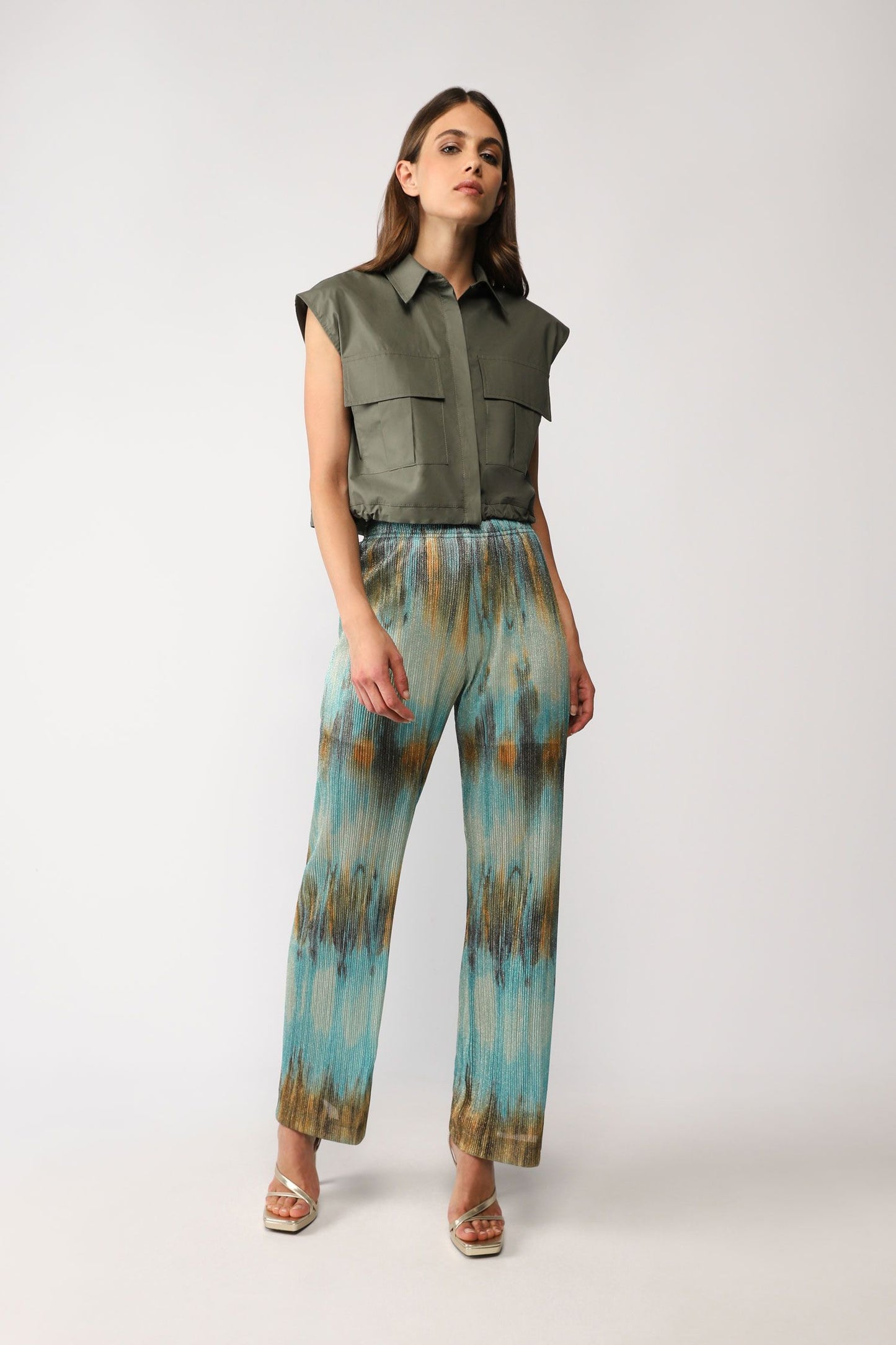 PANTALONI A PALAZZO FANTASIA ASTRATTA EFFETTO METALLIZZATO IMPERIAL