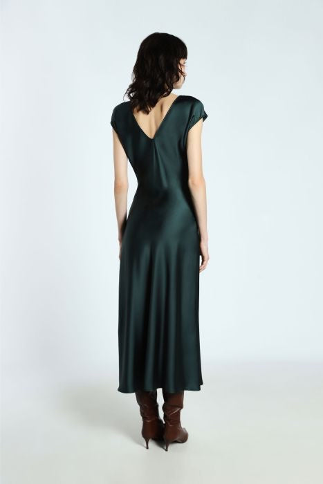 Abito midi monocolour con maniche corte e arricciatura IMPERIAL