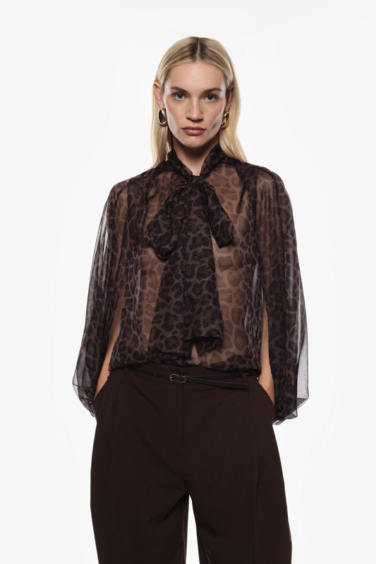 CAMICIA AMPIA CON FIOCCO FRONTALE E STAMPA ANIMALIER CNA0KHB IMPERIAL.