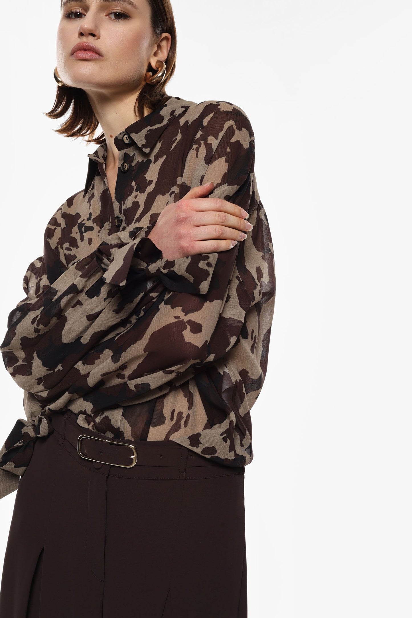 CAMICIA TRASPARENTE STAMPA ALL-OVER MANICHE ANNODATE CNB3KCD IMPERIAL.