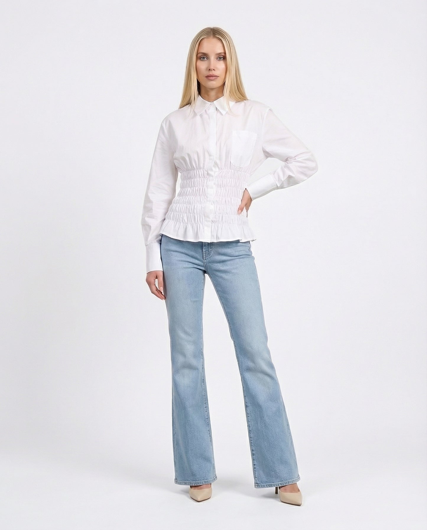 CAMICIA CON ARRICCIATURA EU1099 BIANCO TENSIONE IN.