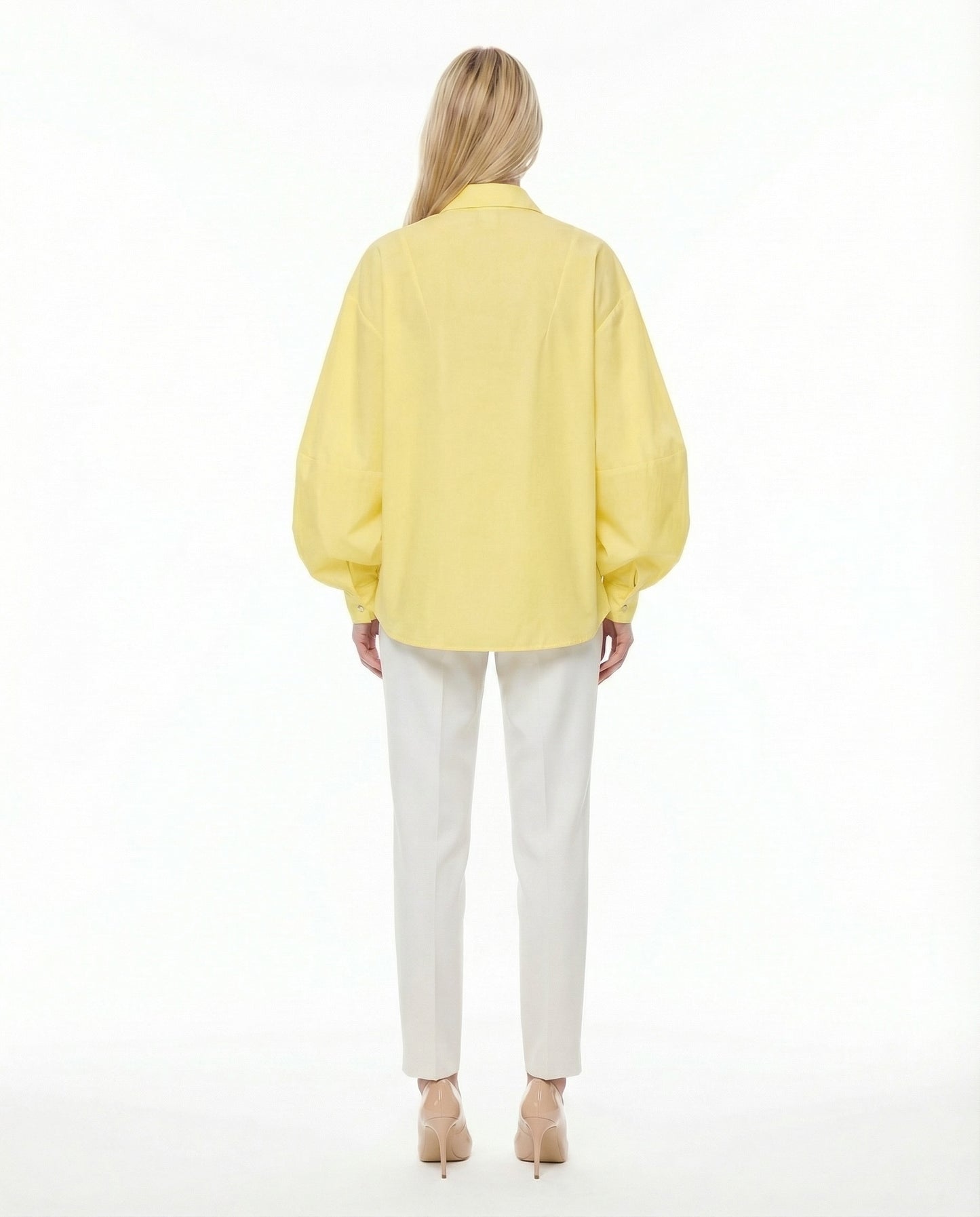 CAMICIA OVERSIZE CON MANICHE AMPIE E COLLETTO CLASSICO COP4LFP CANARINO IMPERIAL.