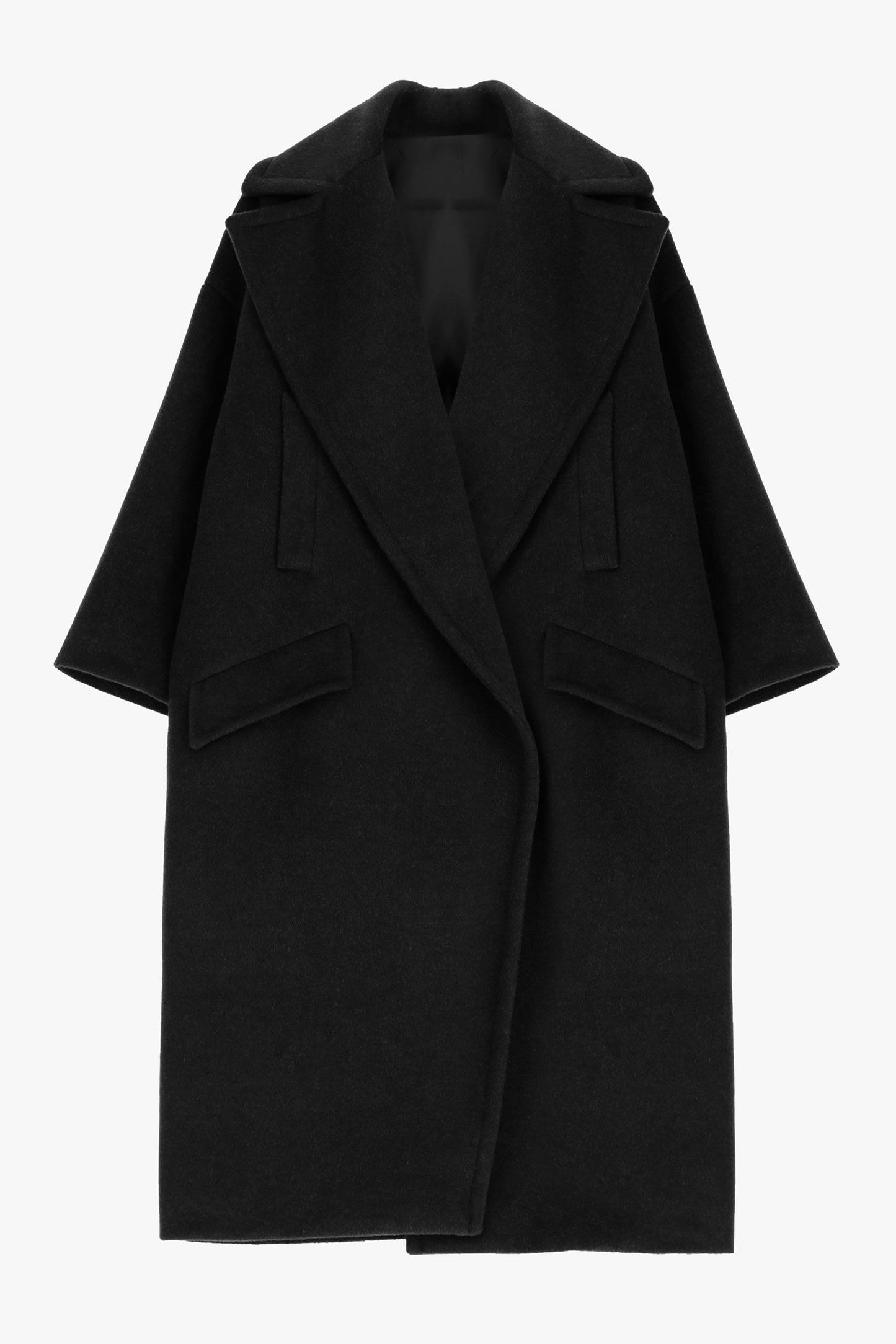 CAPPOTTO OVERSIZE CON TASCHE A PATTA NERO KG26IIK IMPERIAL.