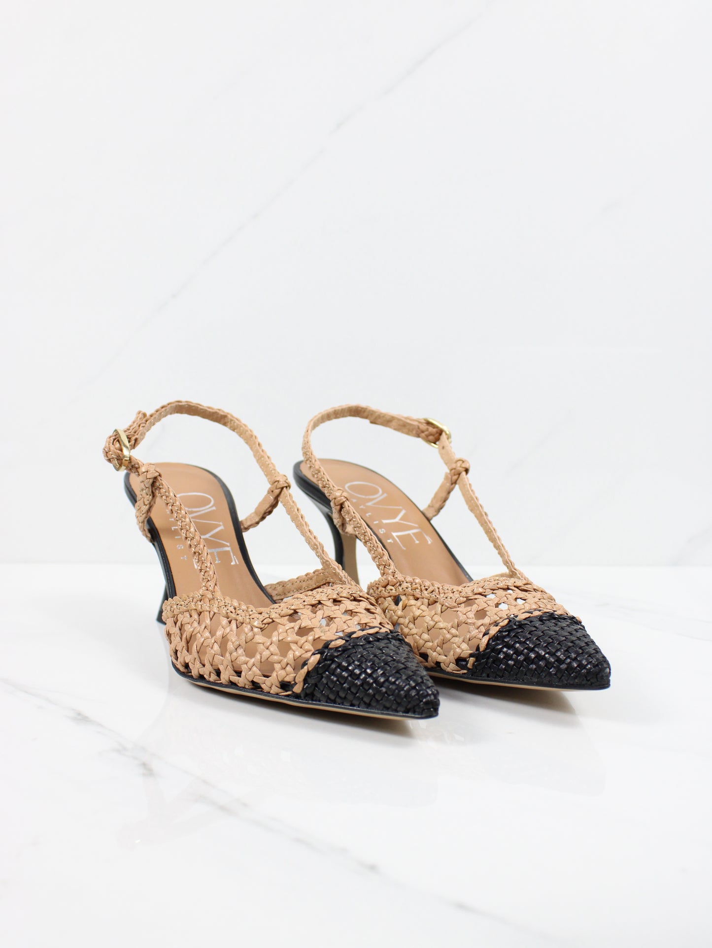 Décolleté slingback traforato corda e nero OVYE