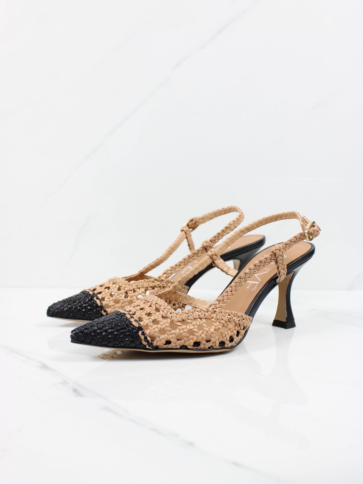 Décolleté slingback traforato corda e nero OVYE