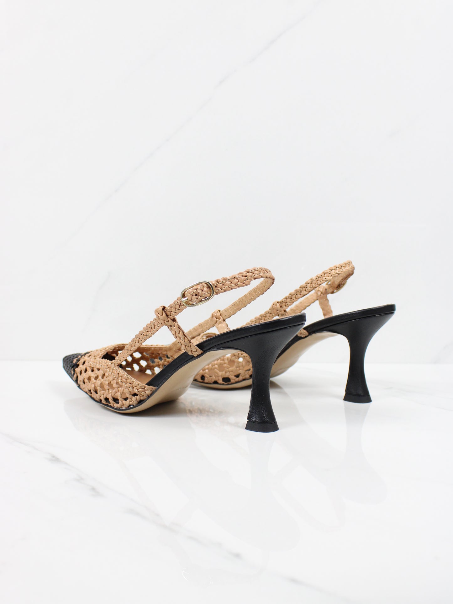 Décolleté slingback traforato corda e nero OVYE