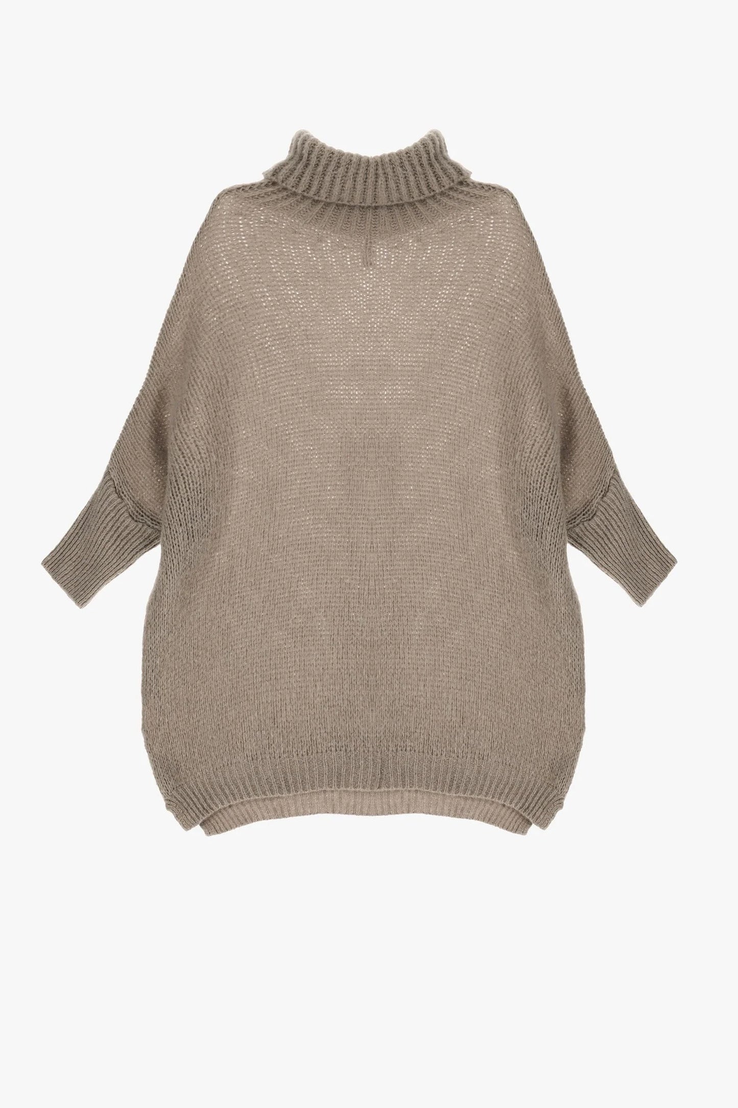 MAGLIA OVERSIZE COLLO ALTO M3025889 TAUPE IMPERIAL.
