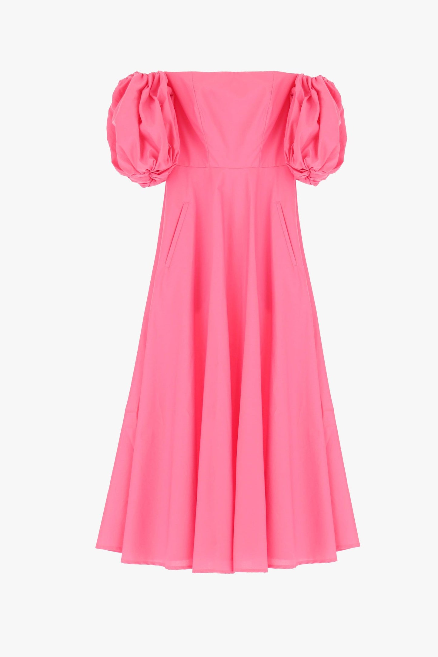 ABITO MIDI IN COTONE MONOCOLOUR CON SCOLLO BARDOT IMPERIAL