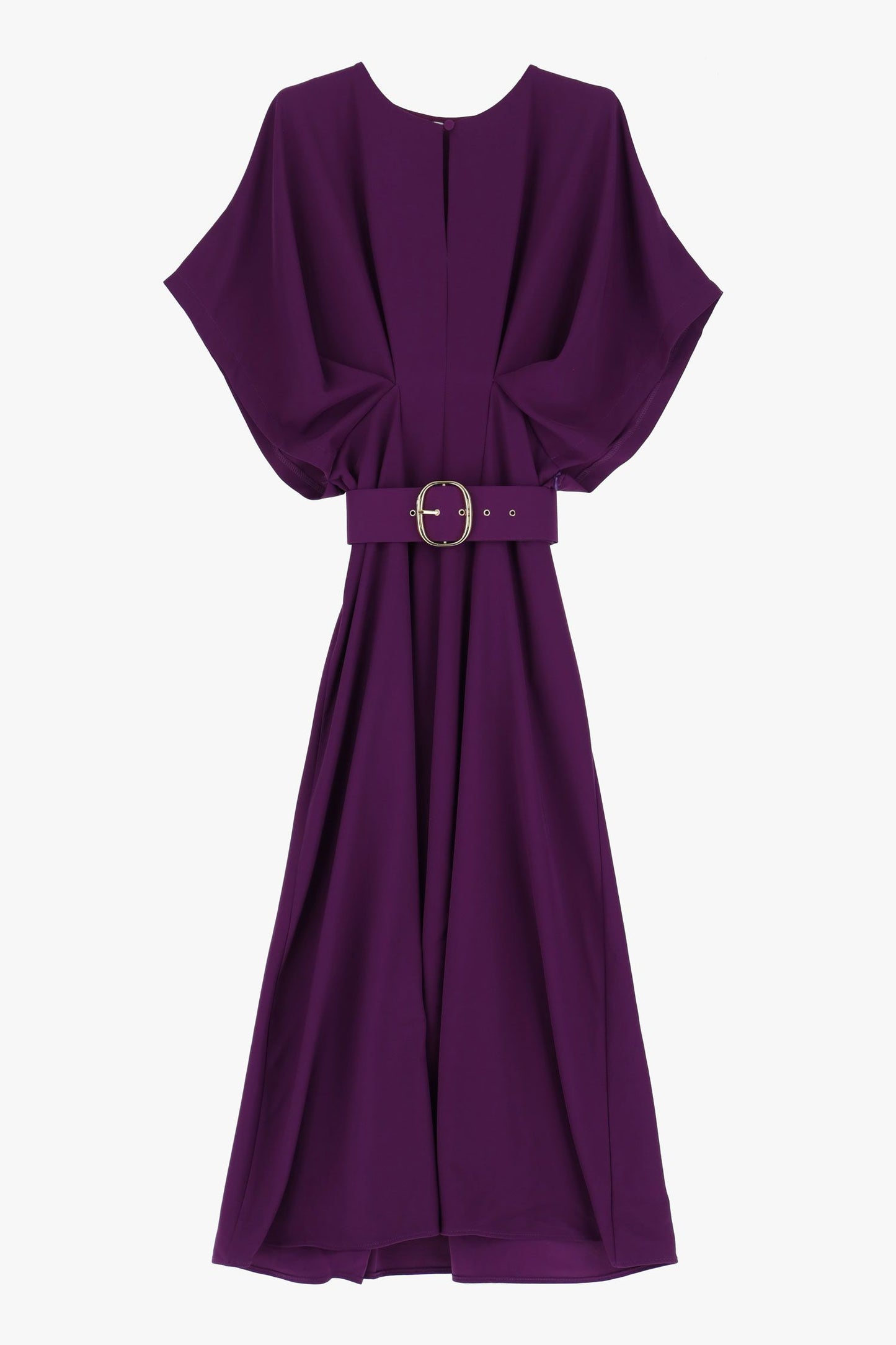 Abito midi monocolour con maniche volume e cintura IMPERIAL