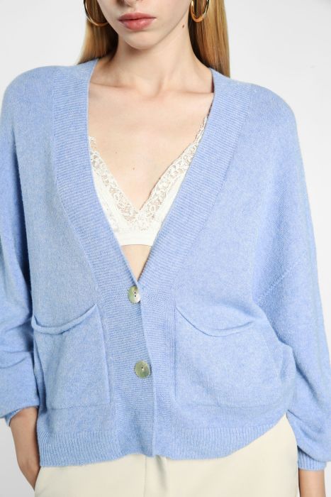 Cardigan oversize monocolour con abbottonatura e tasche applicate IMPERIAL