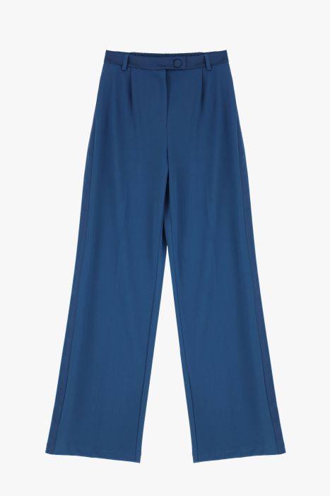 Pantaloni a palazzo con pinces e dettaglio effetto satin IMPERIAL BLU STELLAR