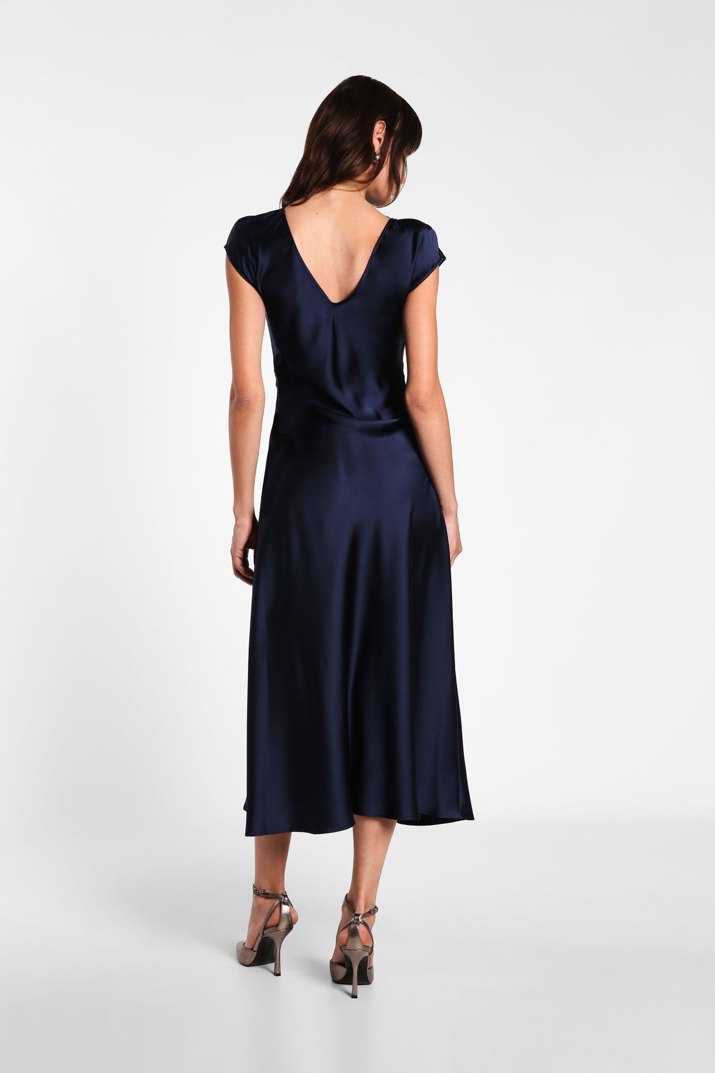 Abito midi monocolour con maniche corte e arricciatura IMPERIAL