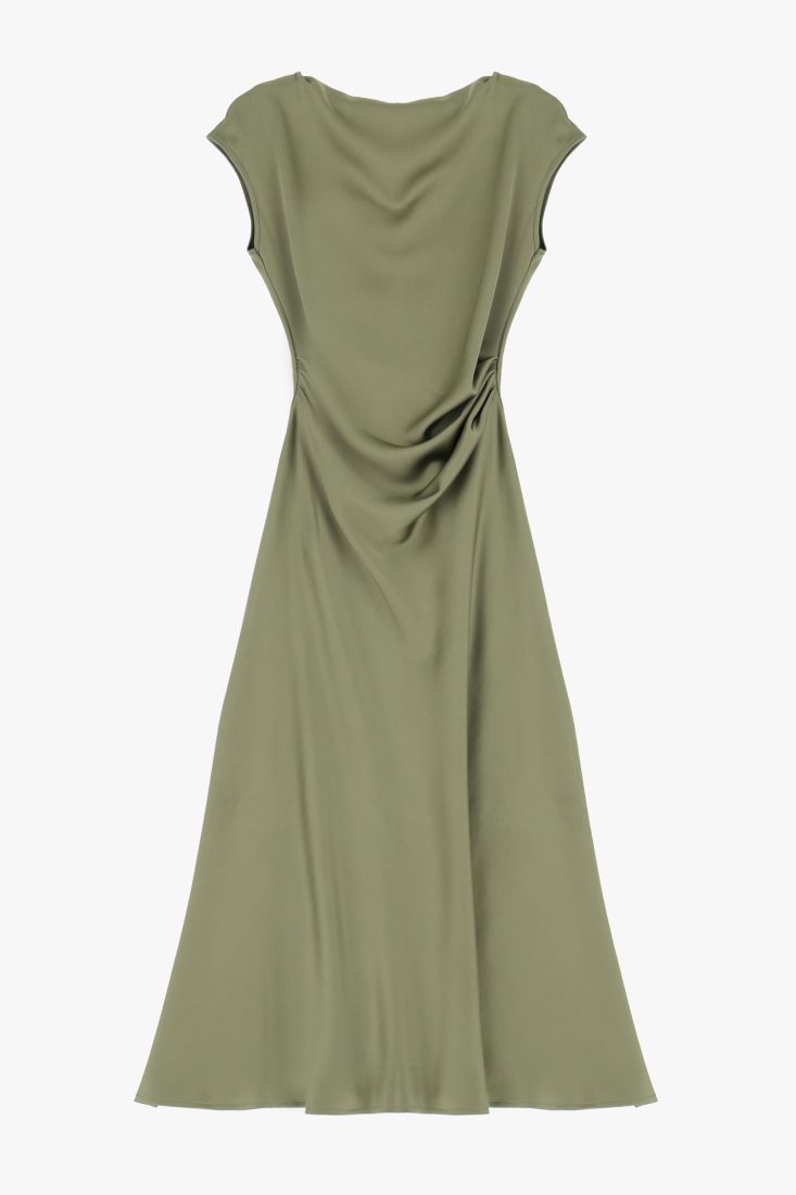 Abito lungo smanicato monocolour con drappeggi IMPERIAL