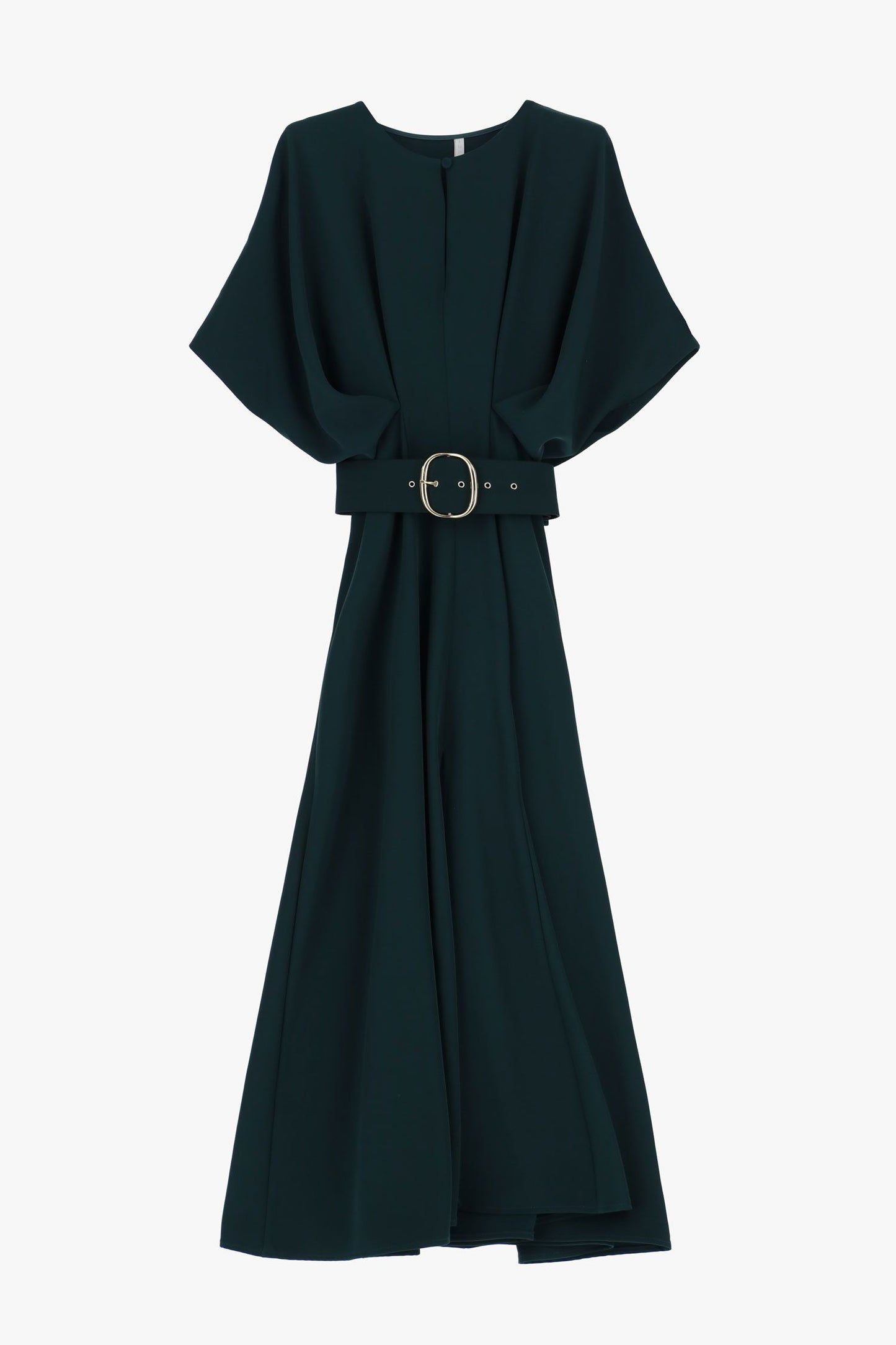 Abito midi monocolour con maniche volume e cintura IMPERIAL FORESTA