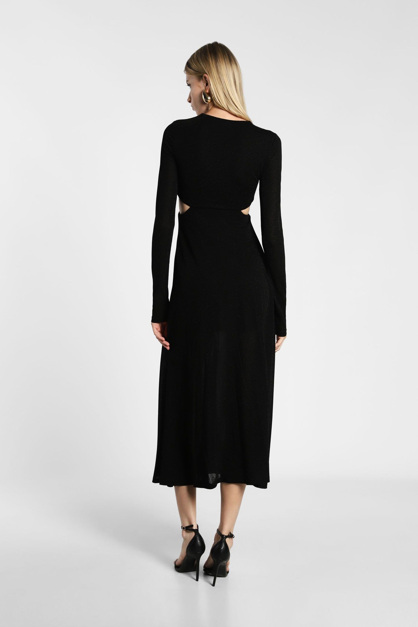 Abito midi monocolour con scollo a V e cut-out IMPERIAL