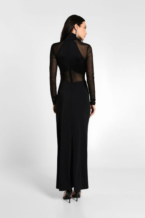 Abito lungo effetto trasparenza con cut-out e pinces IMPERIAL