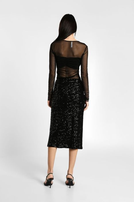Gonna midi a tubino monocolour con paillettes IMPERIAL