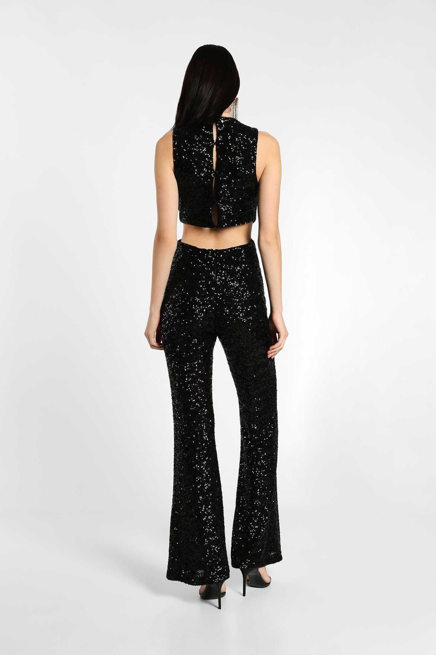 Tuta con scollo a V, pantaloni flare e paillettes IMPERIAL