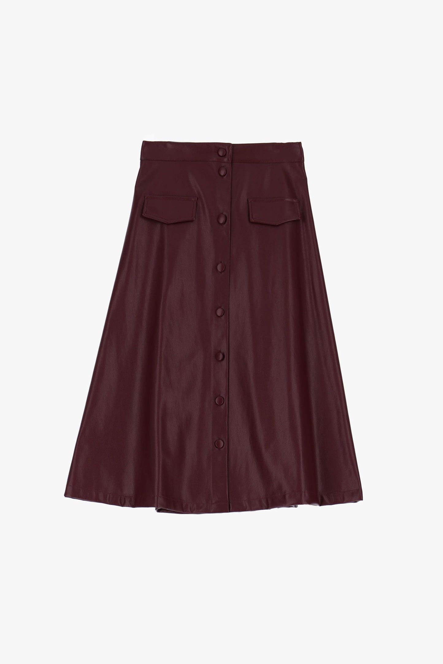 Gonna midi a ruota in similpelle con abbottonatura IMPERIAL