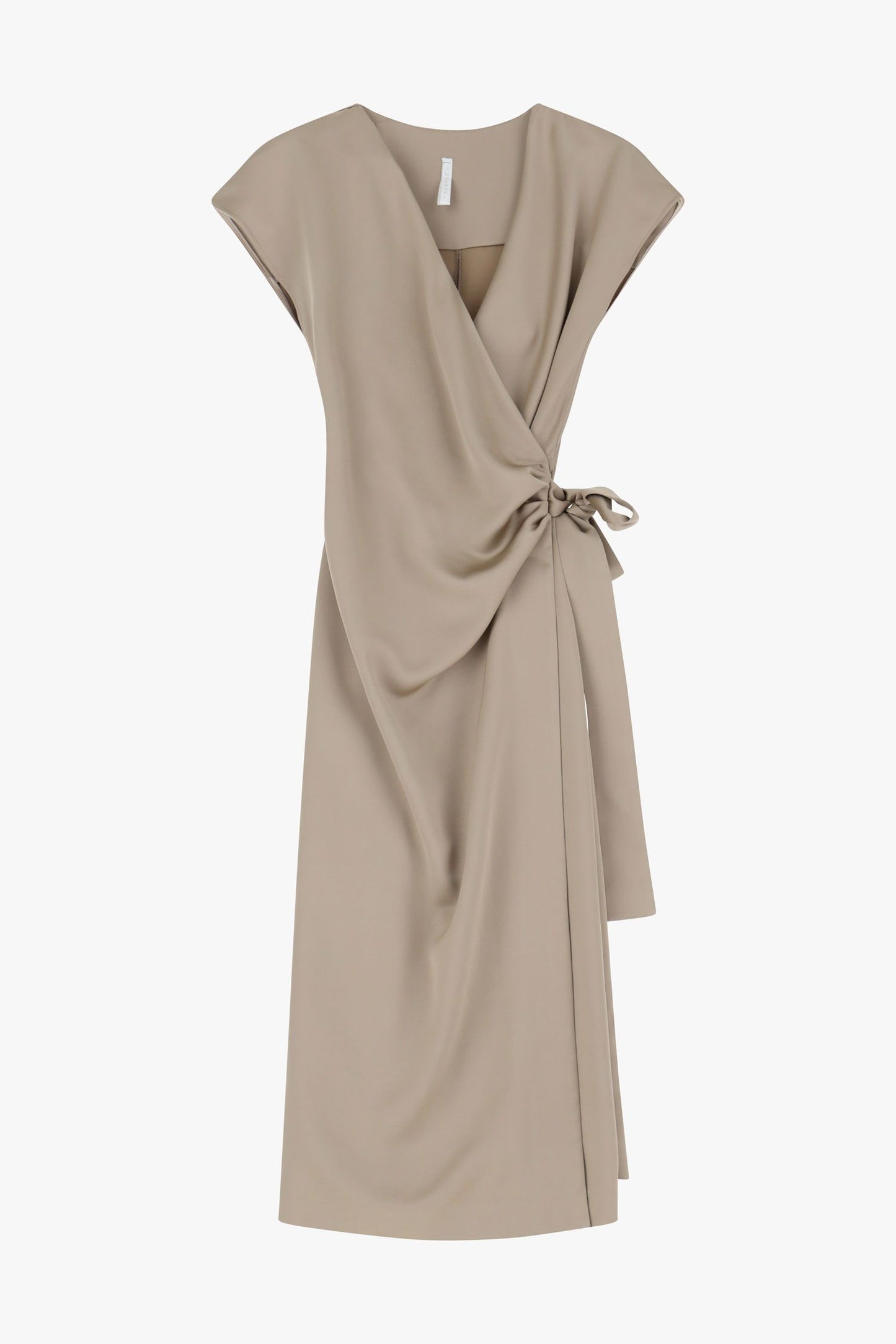 VESTITO MIDI FLUIDO A PORTAFOGLIO CON MANICHE CORTE PLATINO IMPERIAL.