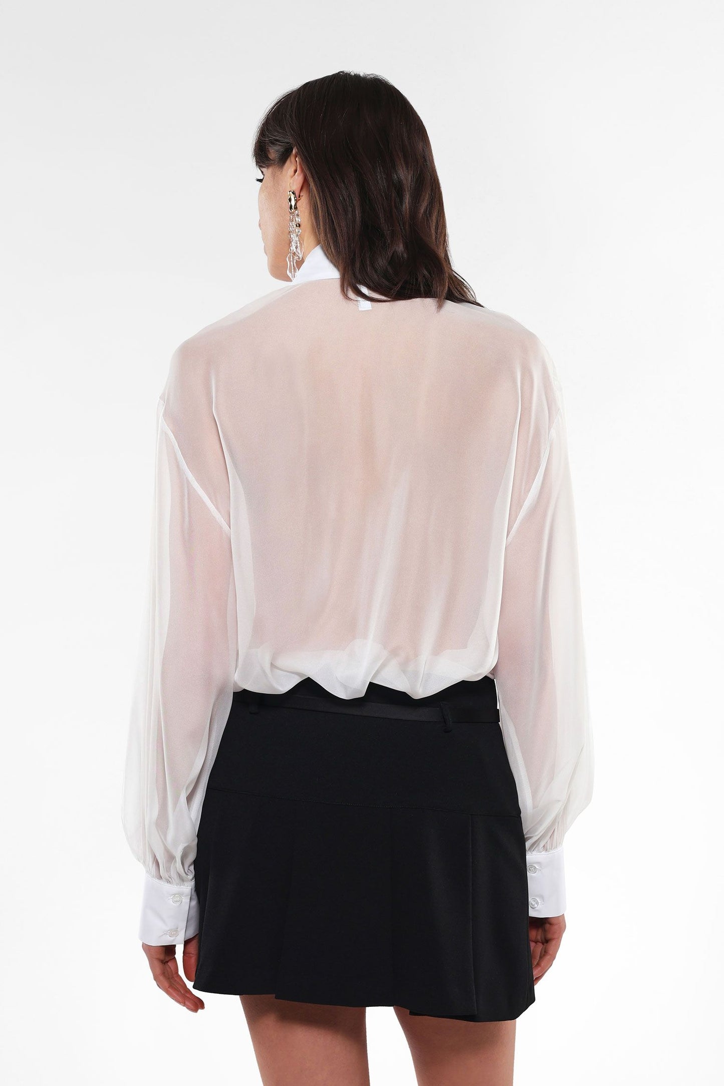 Camicia monocolour effetto trasparenza con ruches IMPERIAL.