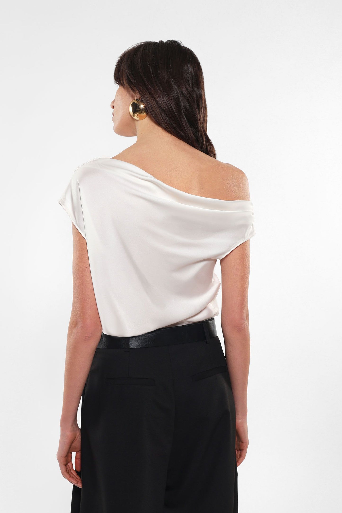 Top monospalla monocolour con drappeggi IMPERIAL.