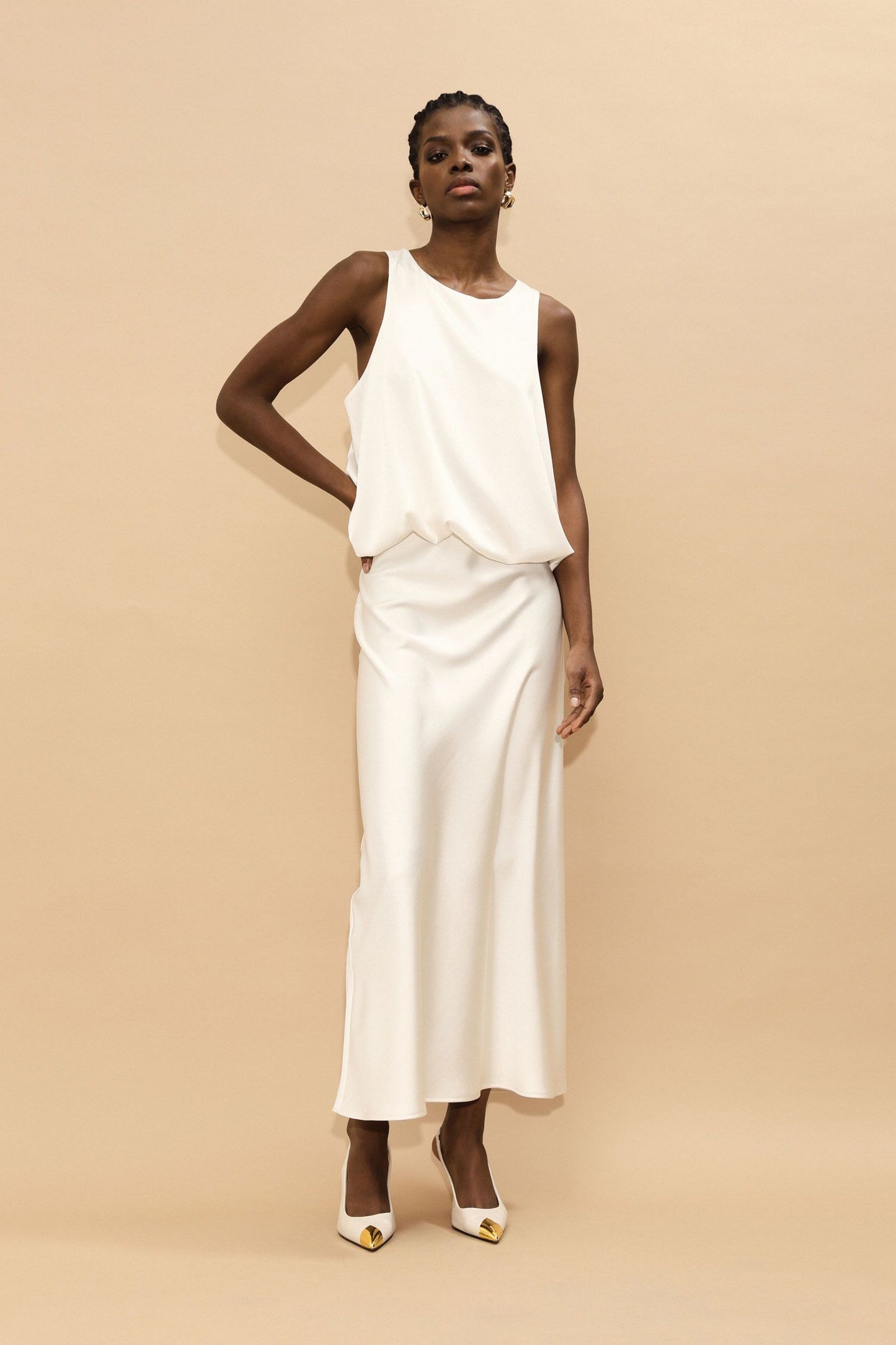 GONNA LUNGA TAGLIO FLUIDO CANARINO IMPERIAL.