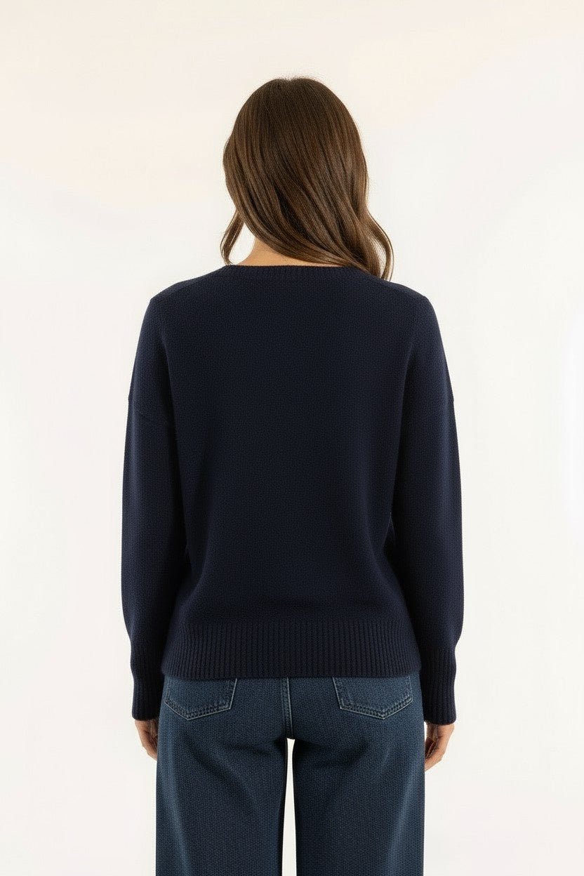 MAGLIA SCOLLO V 3M0842C BLU KONTATTO