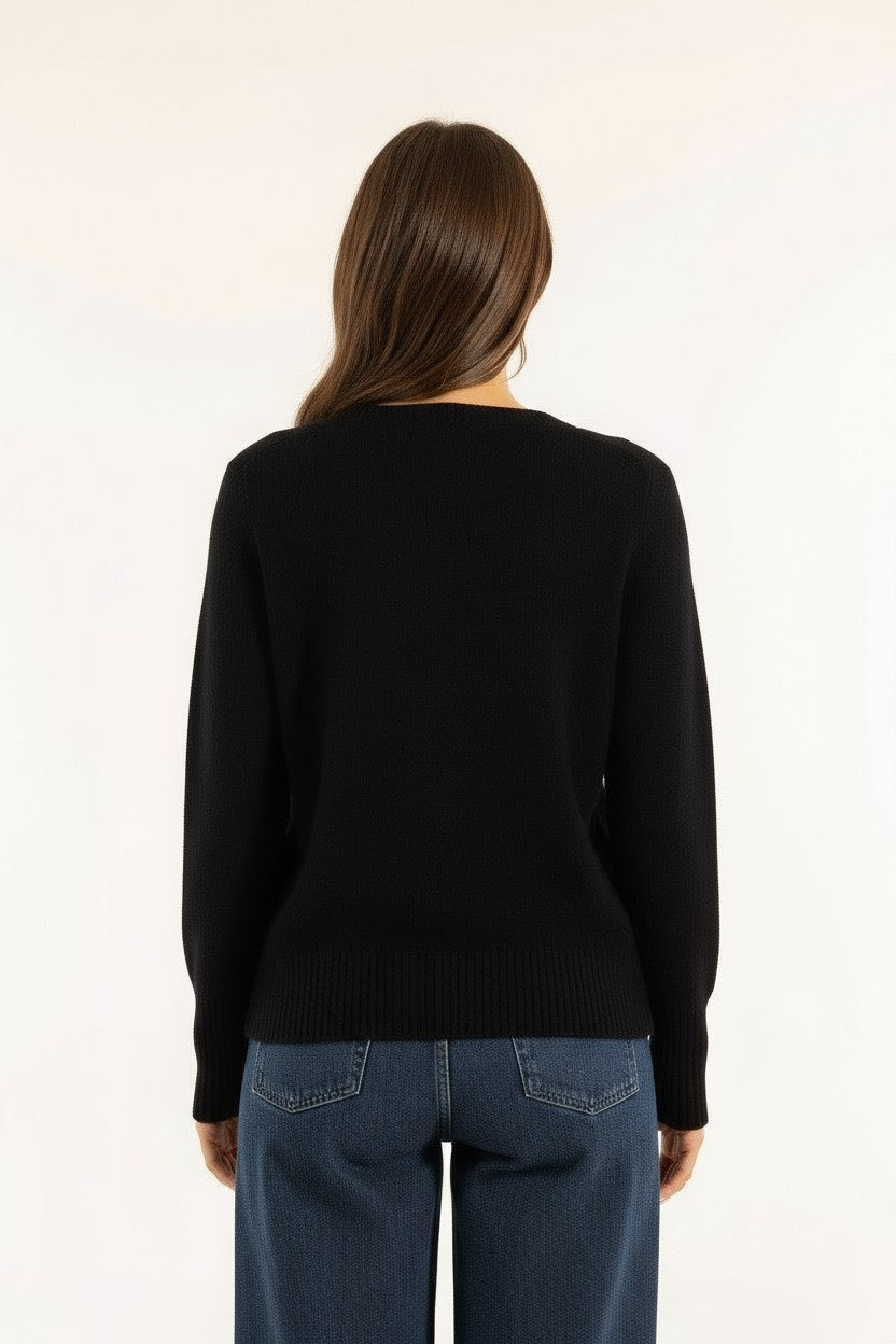 MAGLIA SCOLLO V 3M0842C NERA KONTATTO