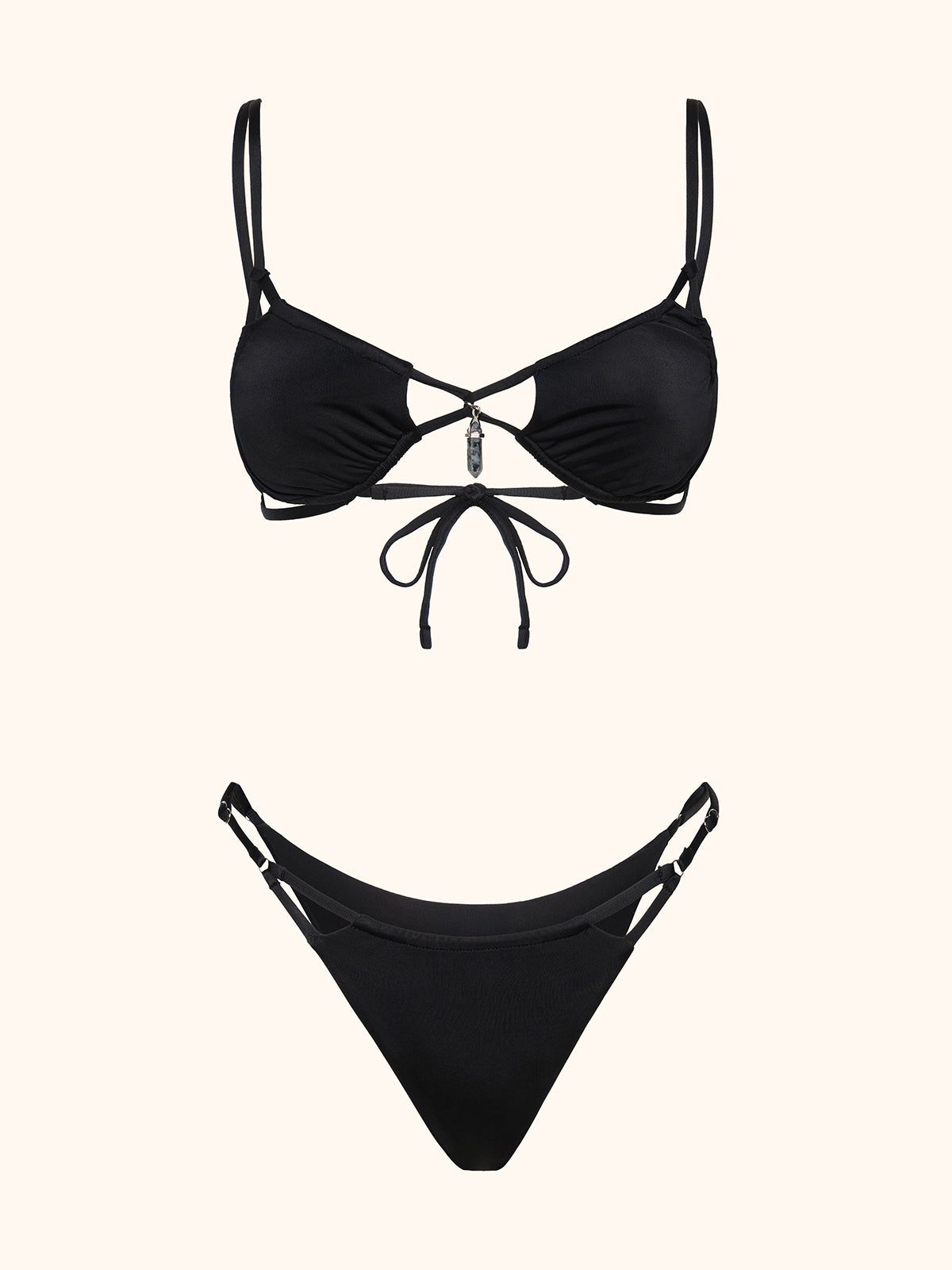Bikini Donna Me fui Triangolo con Slip regolabile Nero SW0110-BK