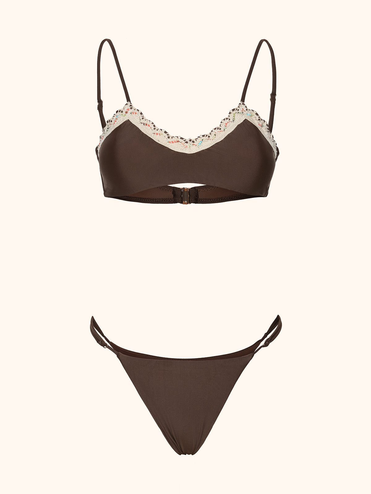 Bikini Donna Me fui Top regolabile con Slip fisso Marrone SW0431-BN