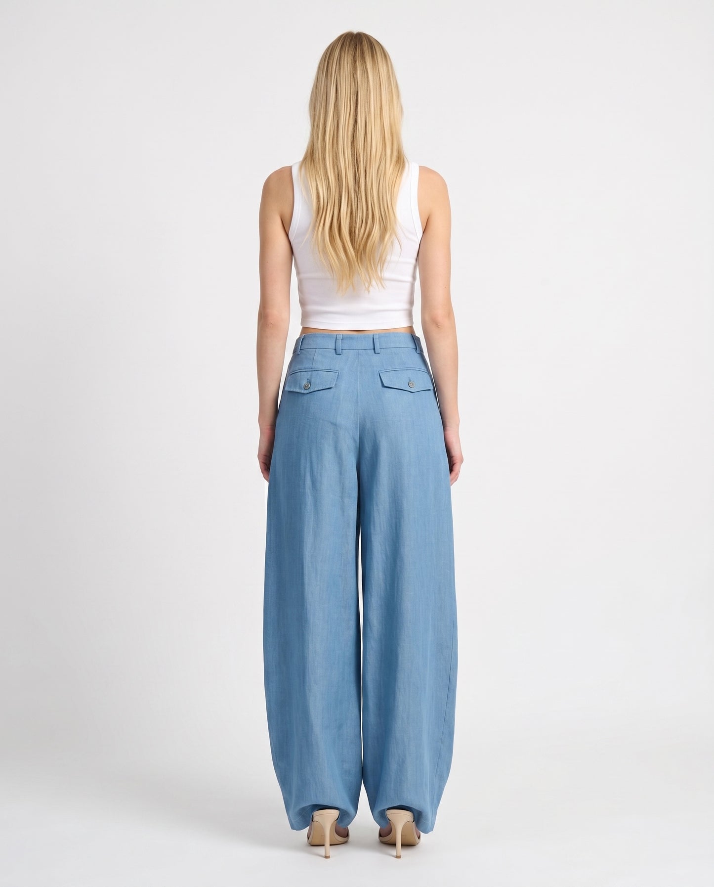 PANTALONI PALAZZO S26PE21 CELESTE TENSIONE IN.
