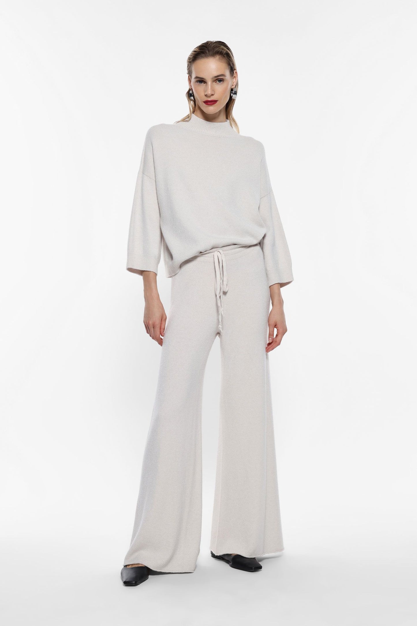 PANTALONI AMPI IN MAGLIA CON COULISSE P3025789 FANGO IMPERIAL.