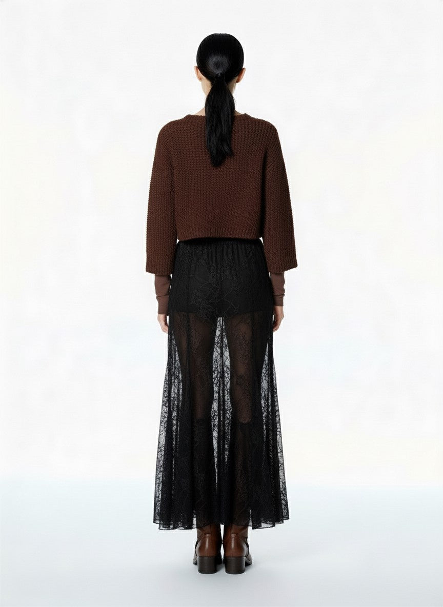 GONNA IN PIZZO FW250025 NERA TENSIONE IN.
