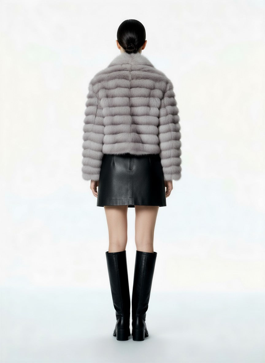 PELLICCIA ECOLOGICA W25J611 GRIGIO TENSIONE IN.