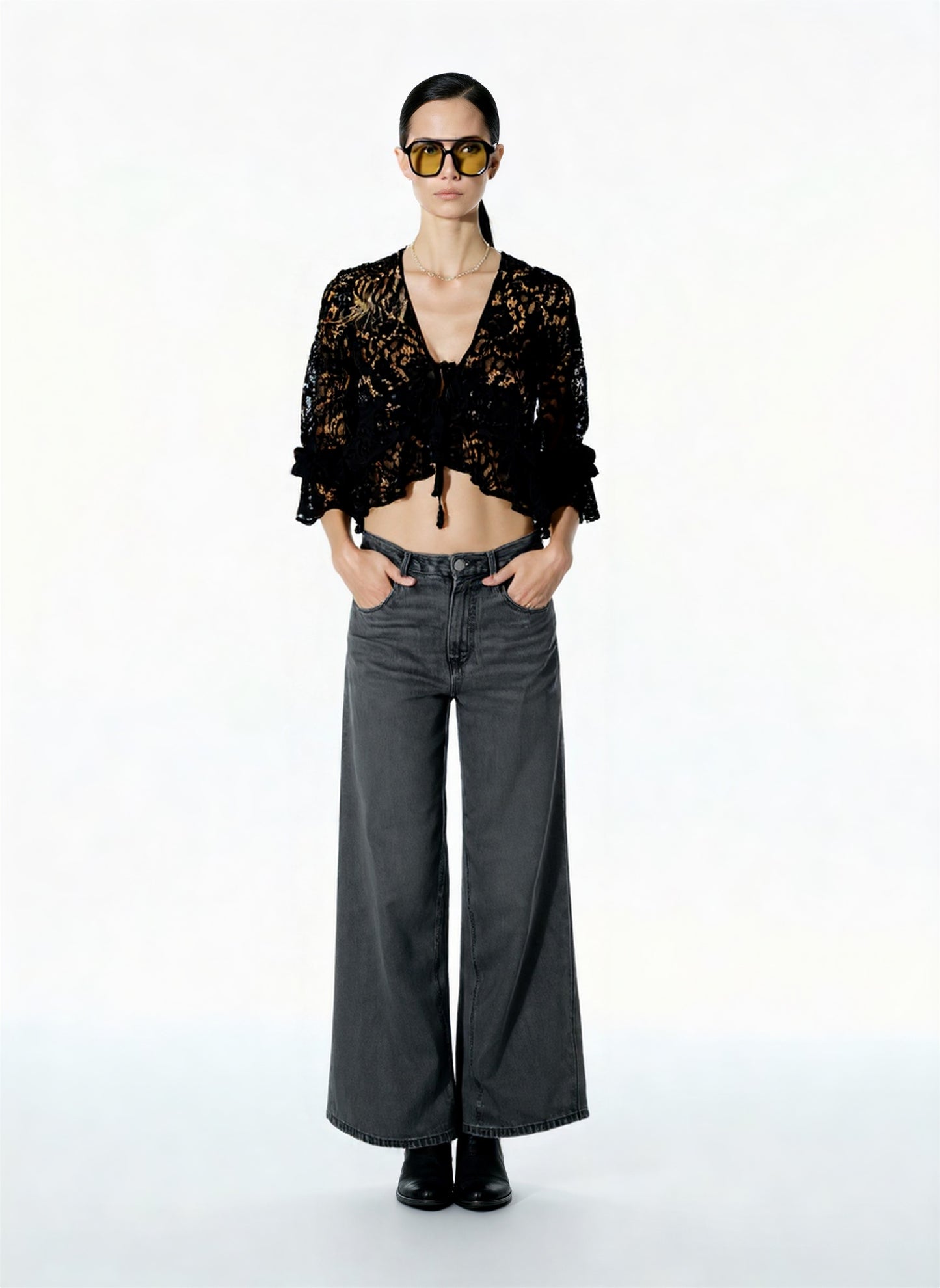 TOP IN PIZZO W25T329 NERO TENSIONE IN.