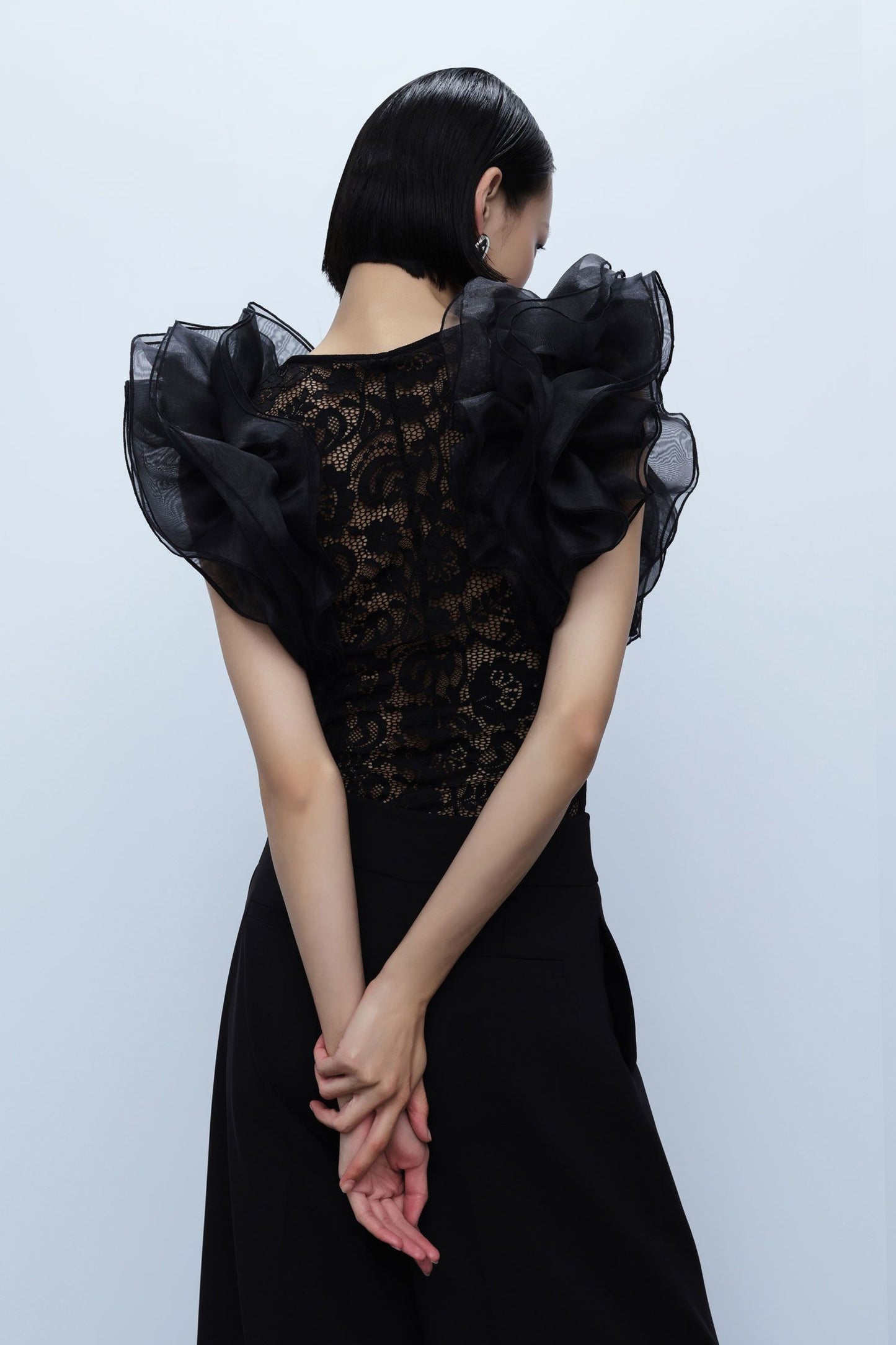 TOP CON ROUCHES E PIZZO FLOREALE RGL5IQK IMPERIAL