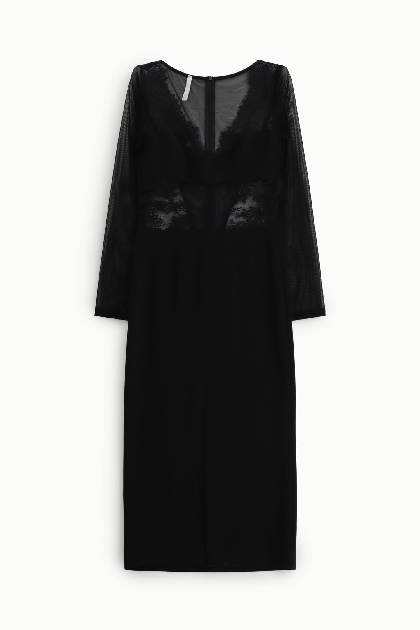 ABITO MIDI CON MANICHE VELATE E PIZZO AFTRKKP NERO IMPERIAL.