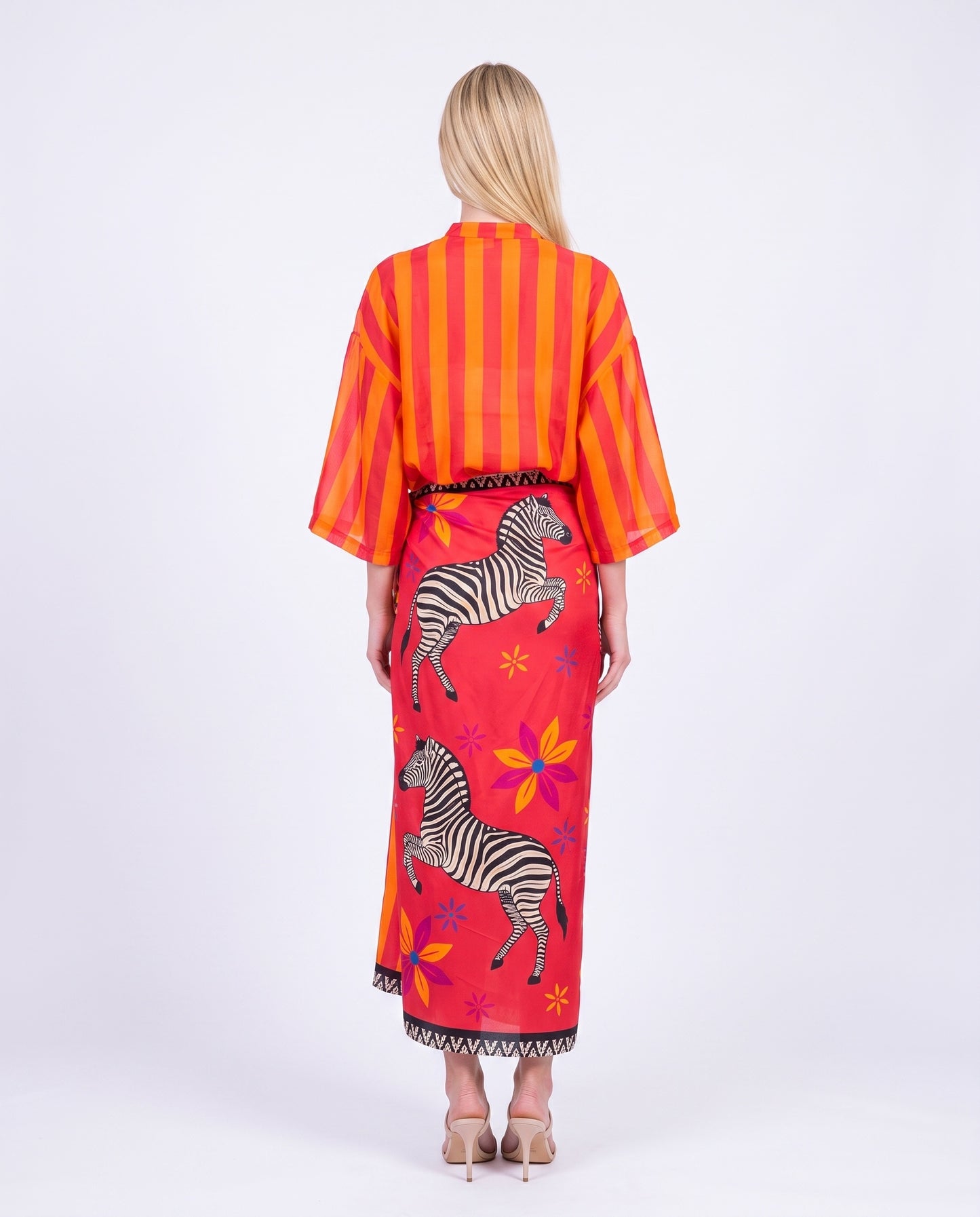 CAMICIA RIGHE 40021 ARANCIO/FUXIA TENSIONE IN.