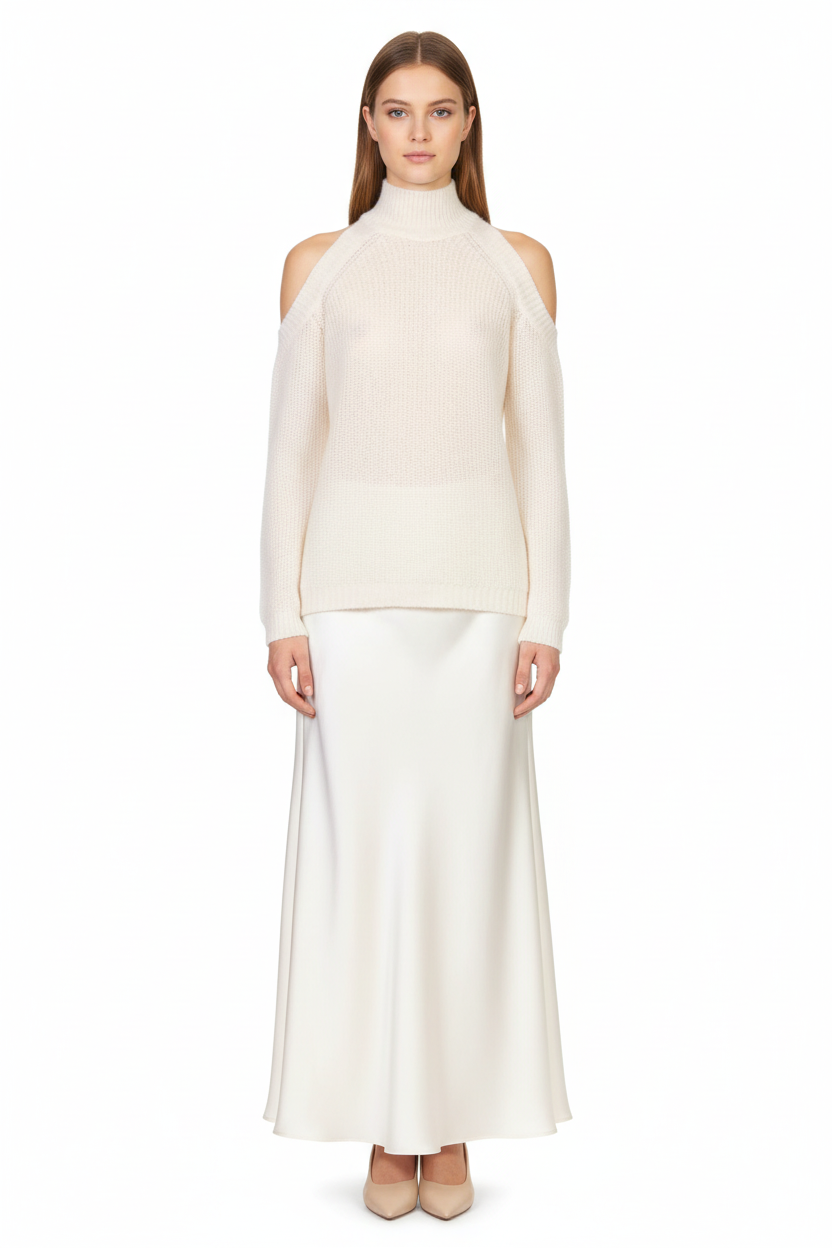 MAGLIA CUT OUT D70104 PANNA TENSIONE IN.