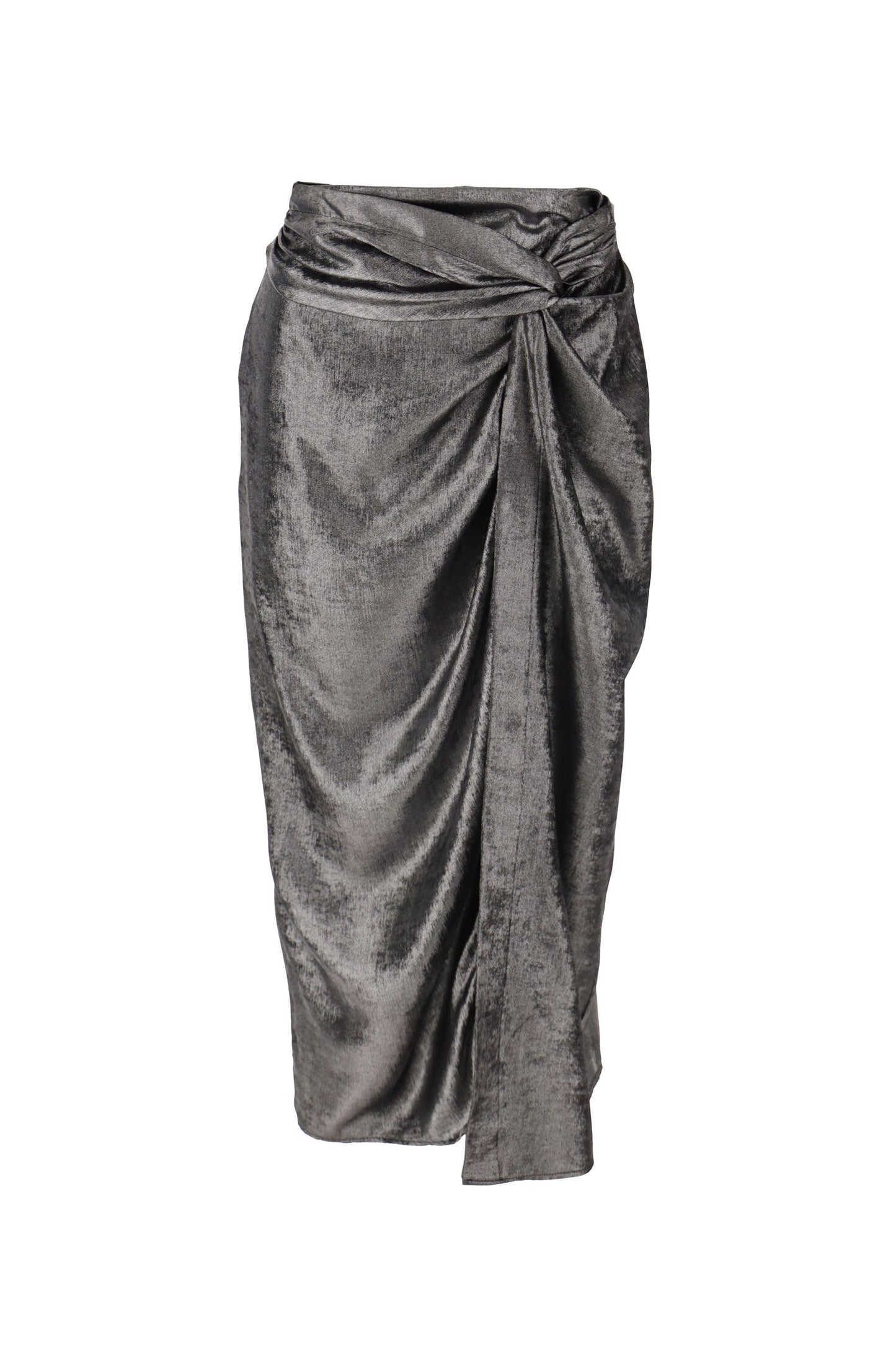 GONNA MIDI A TUBINO EFFETTO METALLIZZATO CON NODO IMPERIAL