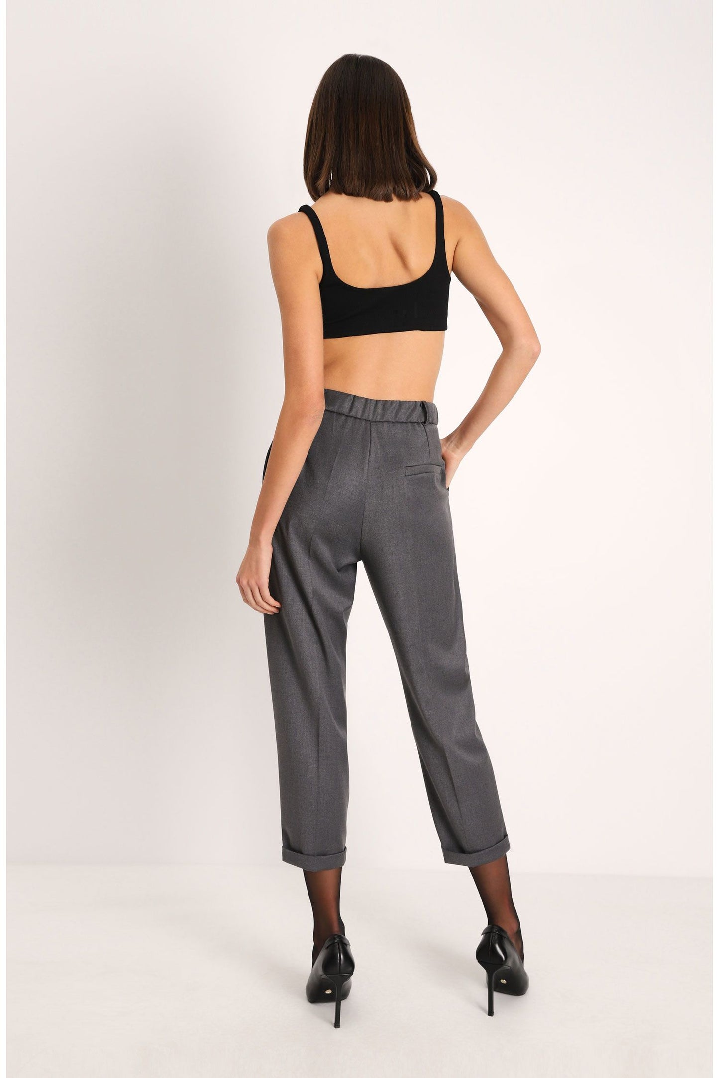 PANTALONI SLIM-FIT MONOCOLOUR CON PINCES E PIEGA STIRATA IMPERIAL