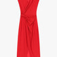 ABITO LUNGO DRAPPEGGIATO SCOLLO A V SENZA MANICHE AFZCLJQ ROSSO IMPERIAL.