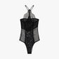 BODY CON SPALLINE SOTTILI E SCOLLO ALL'AMERICANA B283LJS NERO IMPERIAL.